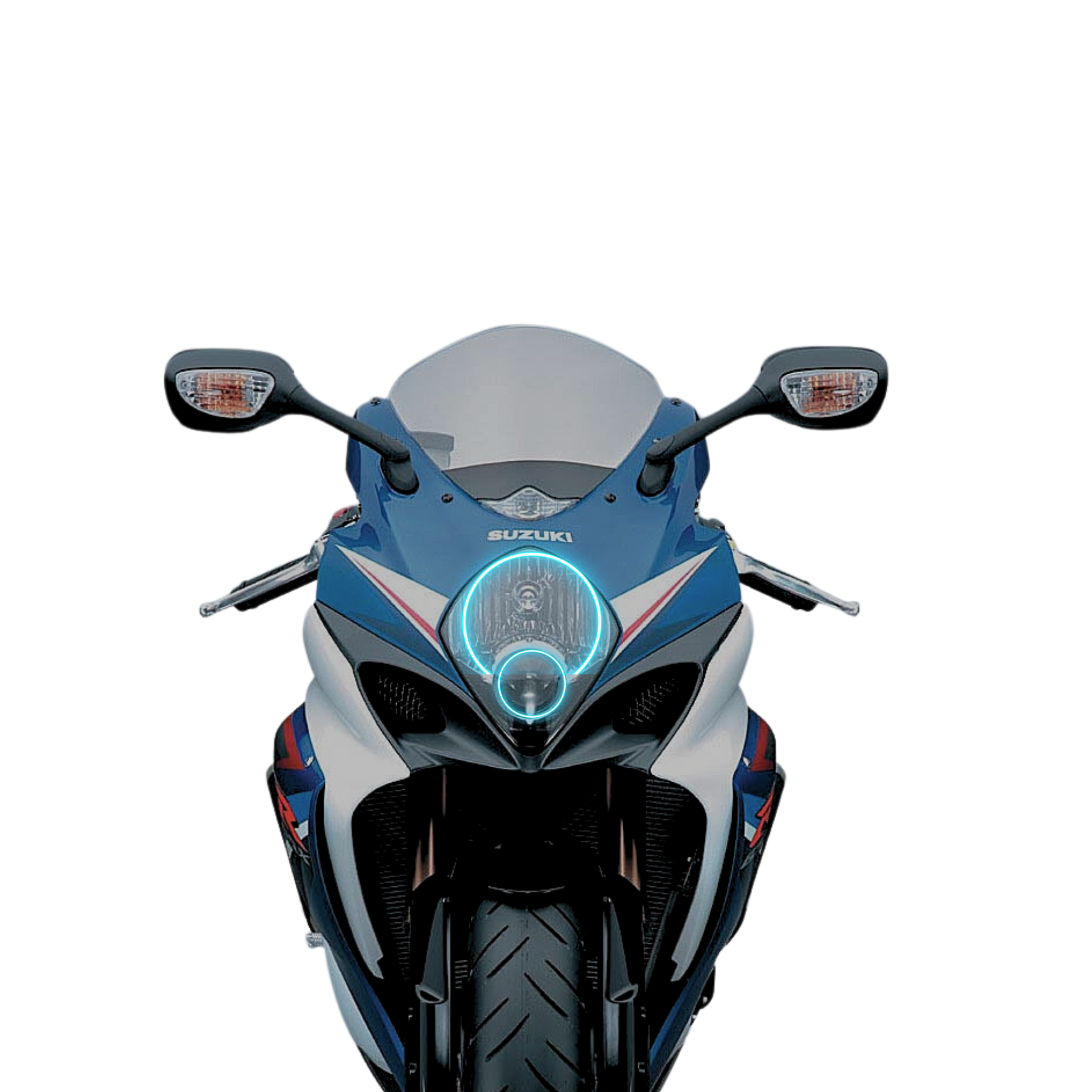 2006-2007 Suzuki GSX-R 1000 Motorcycle Multicolor Halo Kit - RGB Halo Kits Multicolor Flow Series Color Chasing RGBWA LED headlight kit Colorshift Oracle Lighting Trendz OneUpLighting Morimoto theretrofitsource AutoLEDTech Diode Dynamics