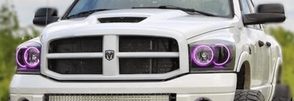 2006-2008 Dodge Ram Multicolor Halo Kit - RGB Halo Kits Multicolor Flow Series Color Chasing RGBWA LED headlight kit Colorshift Oracle Lighting Trendz OneUpLighting Morimoto theretrofitsource AutoLEDTech Diode Dynamics