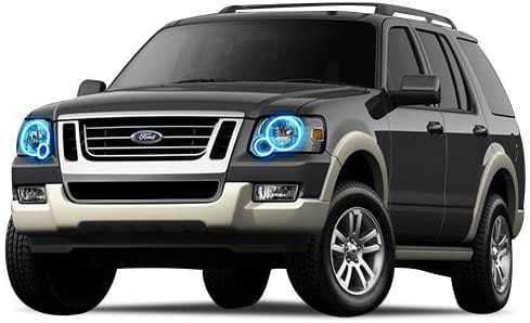 2006-2010 Ford Explorer Multicolor Halo Kit - RGB Halo Kits Multicolor Flow Series Color Chasing RGBWA LED headlight kit Colorshift Oracle Lighting Trendz OneUpLighting Morimoto theretrofitsource AutoLEDTech Diode Dynamics