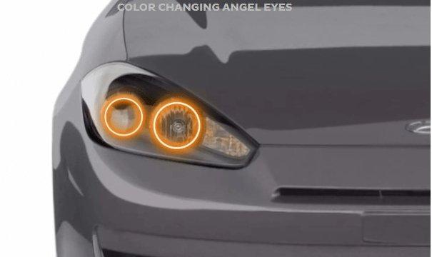 2007-2008 Hyundai Tiburon Multicolor Halo Kit - RGB Halo Kits Multicolor Flow Series Color Chasing RGBWA LED headlight kit Colorshift Oracle Lighting Trendz OneUpLighting Morimoto theretrofitsource AutoLEDTech Diode Dynamics