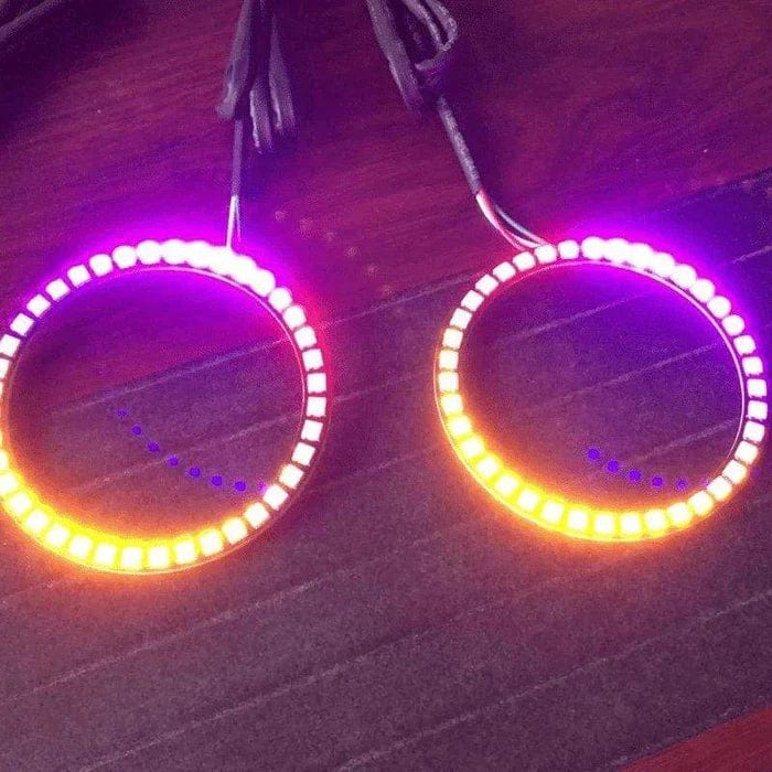 2007-2009 Mercedes S-Class Multicolor Halo Kit - RGB Halo Kits Multicolor Flow Series Color Chasing RGBWA LED headlight kit Colorshift Oracle Lighting Trendz OneUpLighting Morimoto theretrofitsource AutoLEDTech Diode Dynamics