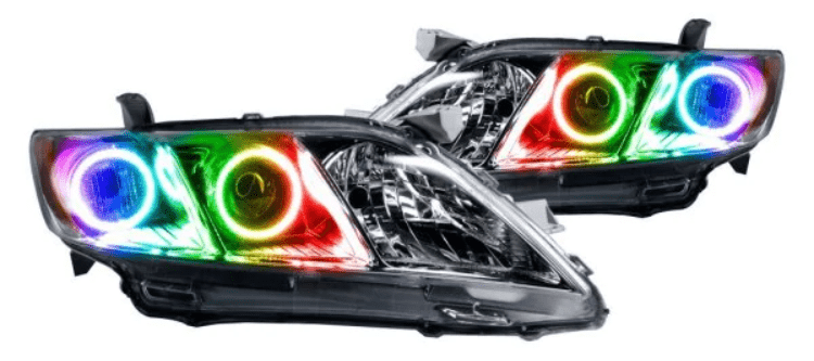 2007-2009 Toyota Camry Multicolor Halo Kit - RGB Halo Kits Multicolor Flow Series Color Chasing RGBWA LED headlight kit Colorshift Oracle Lighting Trendz OneUpLighting Morimoto theretrofitsource AutoLEDTech Diode Dynamics