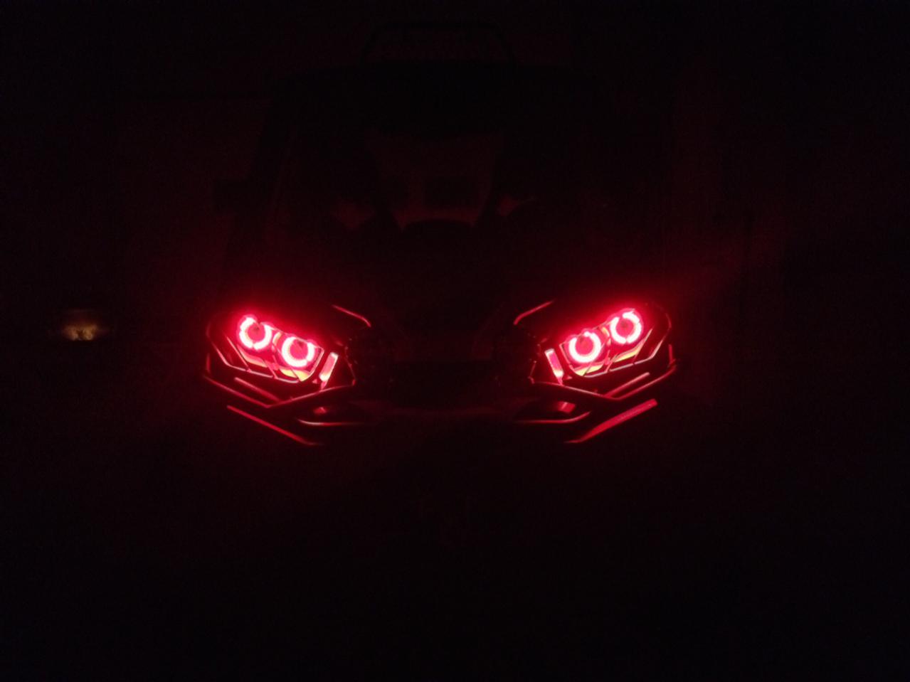 2007-2010 Can-Am Maverick LED Multicolor Halo Kit - RGB Halo Kits Multicolor Flow Series Color Chasing RGBWA LED headlight kit Colorshift Oracle Lighting Trendz OneUpLighting Morimoto theretrofitsource AutoLEDTech Diode Dynamics