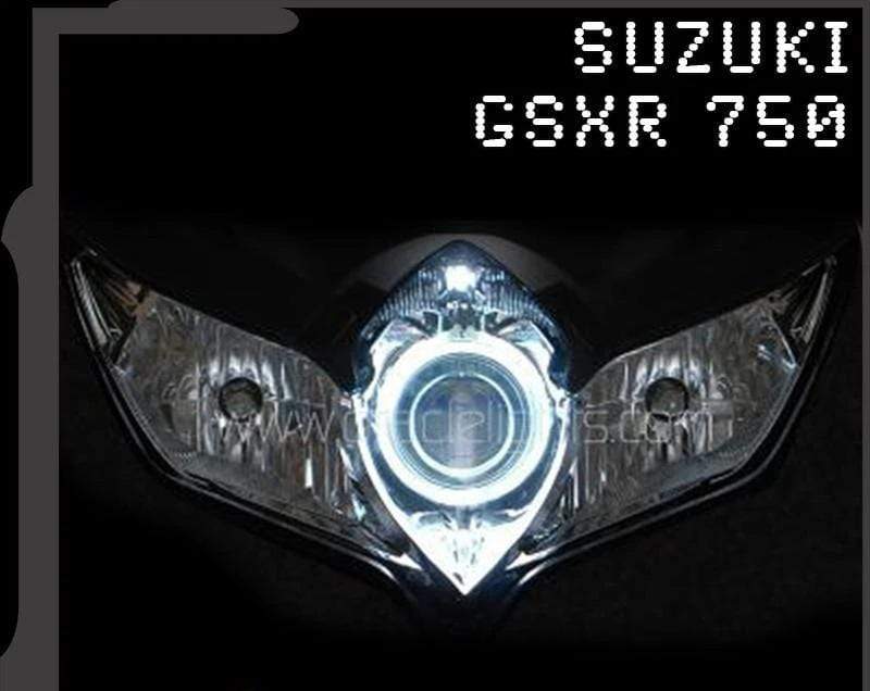 2007-2010 Suzuki GSXR 750 Motorcycle Multicolor Halo Kit - RGB Halo Kits Multicolor Flow Series Color Chasing RGBWA LED headlight kit Colorshift Oracle Lighting Trendz OneUpLighting Morimoto theretrofitsource AutoLEDTech Diode Dynamics