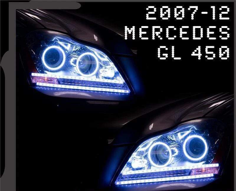 2007-2012 Mercedes GL 450/550 Multicolor Halo Kit - RGB Halo Kits Multicolor Flow Series Color Chasing RGBWA LED headlight kit Colorshift Oracle Lighting Trendz OneUpLighting Morimoto theretrofitsource AutoLEDTech Diode Dynamics