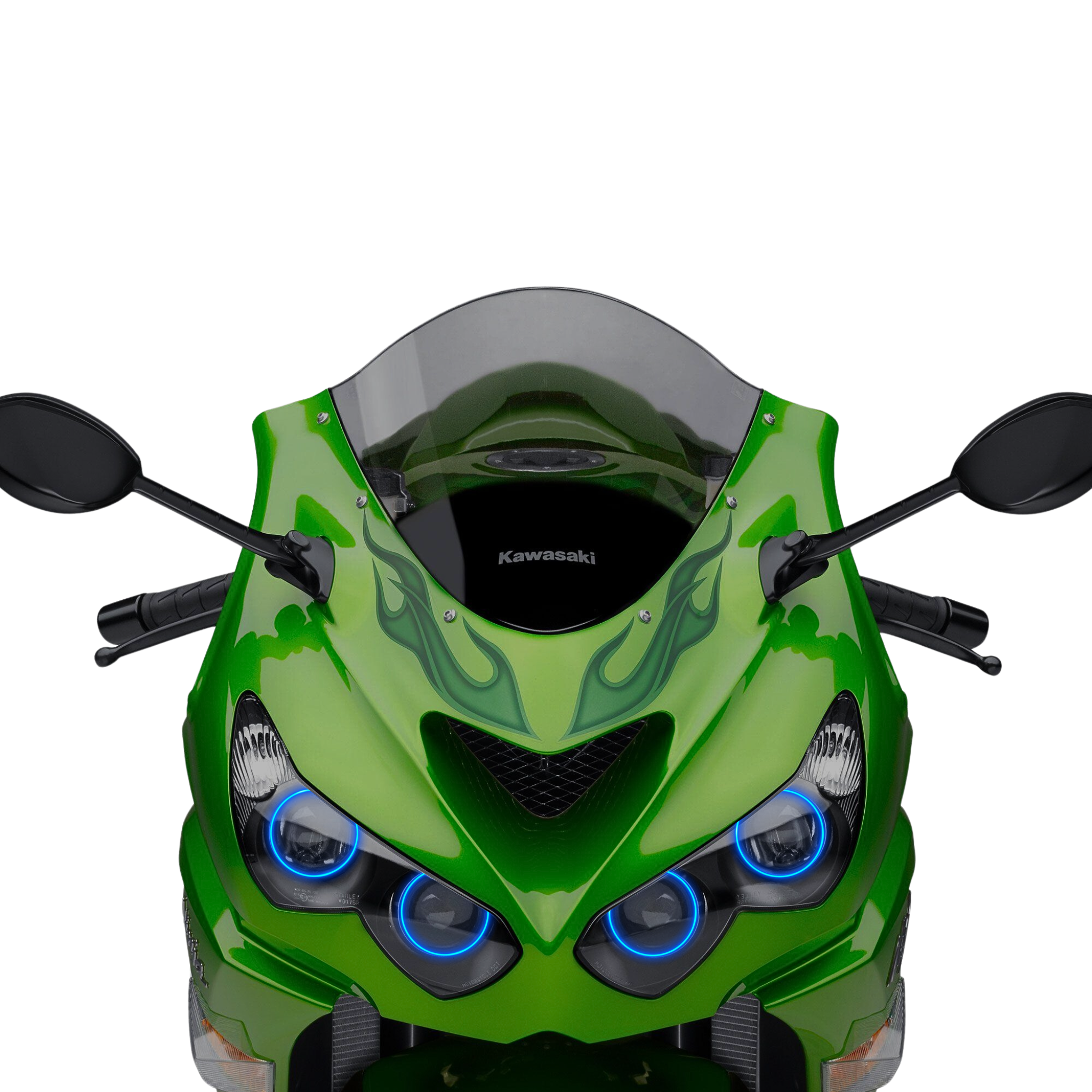 2007-2015 Kawasaki ZX-14R Motorcycle Multicolor Halo Kit - RGB Halo Kits Multicolor Flow Series Color Chasing RGBWA LED headlight kit Colorshift Oracle Lighting Trendz OneUpLighting Morimoto theretrofitsource AutoLEDTech Diode Dynamics