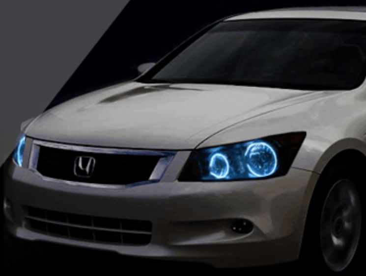 2008-2012 Honda Accord Sedan Multicolor Halo Kit - RGB Halo Kits Multicolor Flow Series Color Chasing RGBWA LED headlight kit Colorshift Oracle Lighting Trendz OneUpLighting Morimoto theretrofitsource AutoLEDTech Diode Dynamics