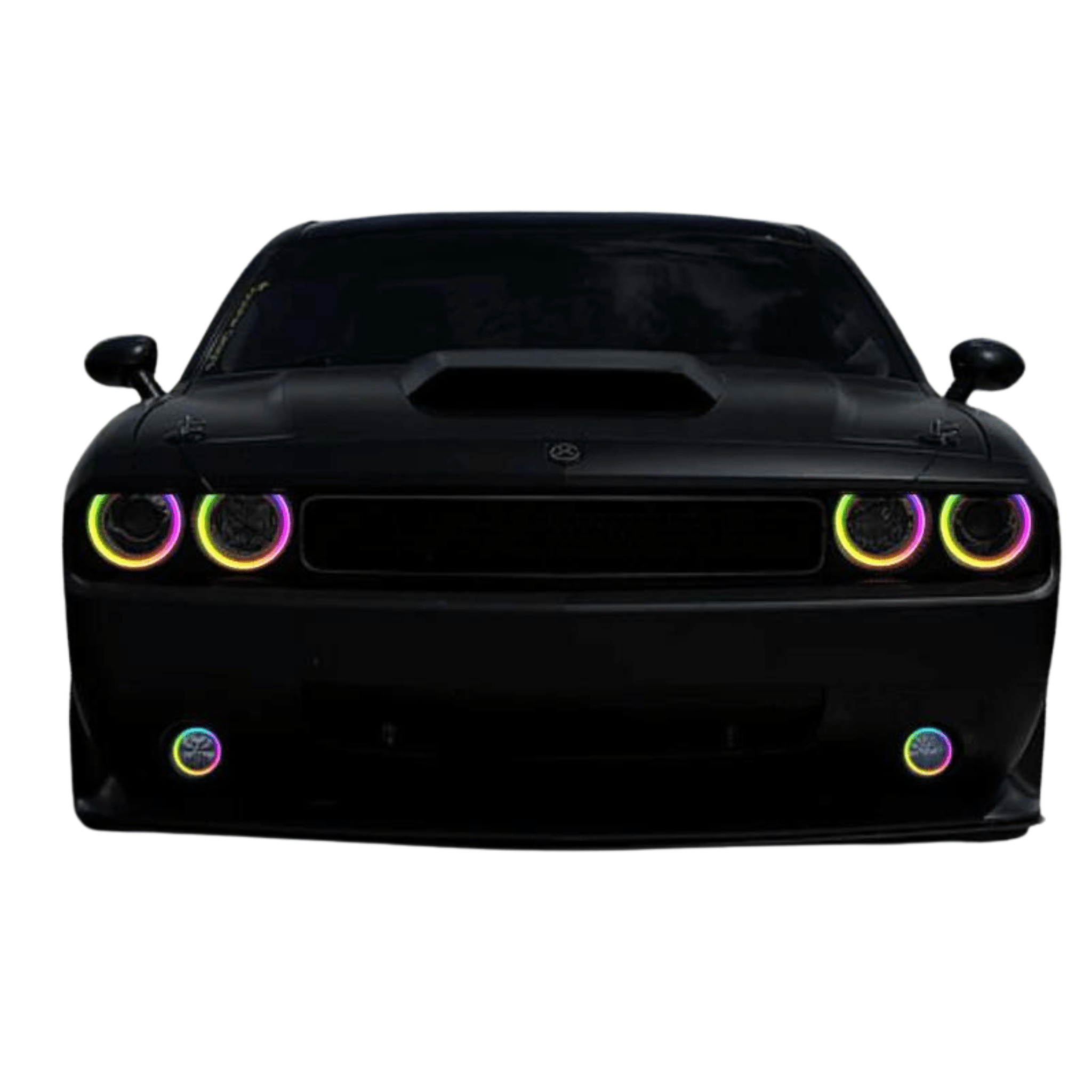 2008-2014 Dodge Challenger Multicolor Halo Kit - RGB Halo Kits Multicolor Flow Series Color Chasing RGBWA LED headlight kit Colorshift Oracle Lighting Trendz OneUpLighting Morimoto theretrofitsource AutoLEDTech Diode Dynamics