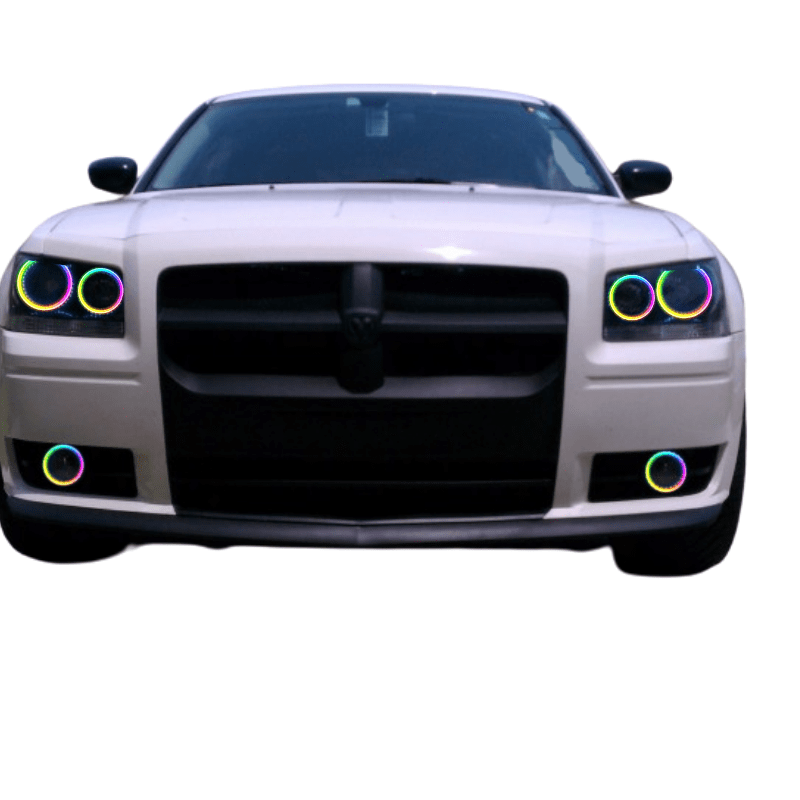 2008 Dodge Magnum Multicolor Halo Kit - RGB Halo Kits Multicolor Flow Series Color Chasing RGBWA LED headlight kit Colorshift Oracle Lighting Trendz OneUpLighting Morimoto theretrofitsource AutoLEDTech Diode Dynamics