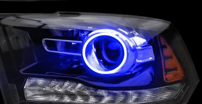 2009-2015 Dodge Ram Projector Multicolor Halo Kit - RGB Halo Kits Multicolor Flow Series Color Chasing RGBWA LED headlight kit Colorshift Oracle Lighting Trendz OneUpLighting Morimoto theretrofitsource AutoLEDTech Diode Dynamics