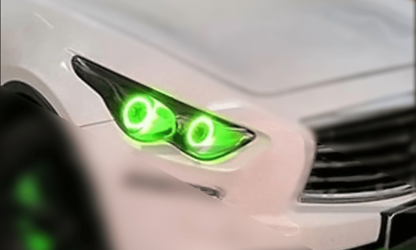 2009-2015 Infiniti QX70 Multicolor Halo Kit - RGB Halo Kits Multicolor Flow Series Color Chasing RGBWA LED headlight kit Colorshift Oracle Lighting Trendz OneUpLighting Morimoto theretrofitsource AutoLEDTech Diode Dynamics