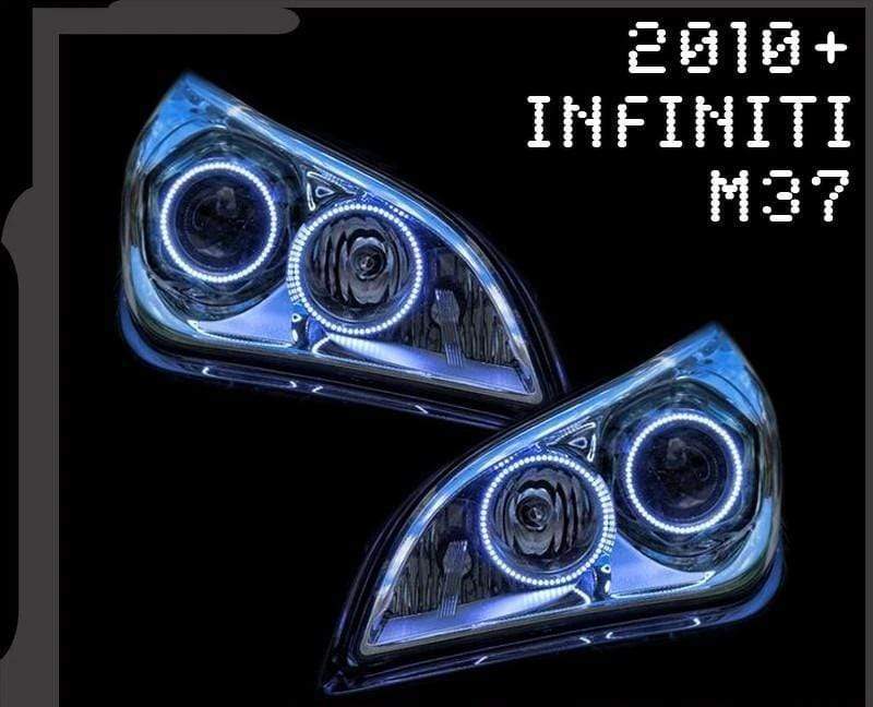 2010-2013 Infiniti M37 Multicolor Halo Kit - RGB Halo Kits Multicolor Flow Series Color Chasing RGBWA LED headlight kit Colorshift Oracle Lighting Trendz OneUpLighting Morimoto theretrofitsource AutoLEDTech Diode Dynamics