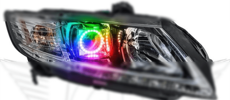 2010-2016 Honda CRZ Multicolor Halo Kit - RGB Halo Kits Multicolor Flow Series Color Chasing RGBWA LED headlight kit Colorshift Oracle Lighting Trendz OneUpLighting Morimoto theretrofitsource AutoLEDTech Diode Dynamics