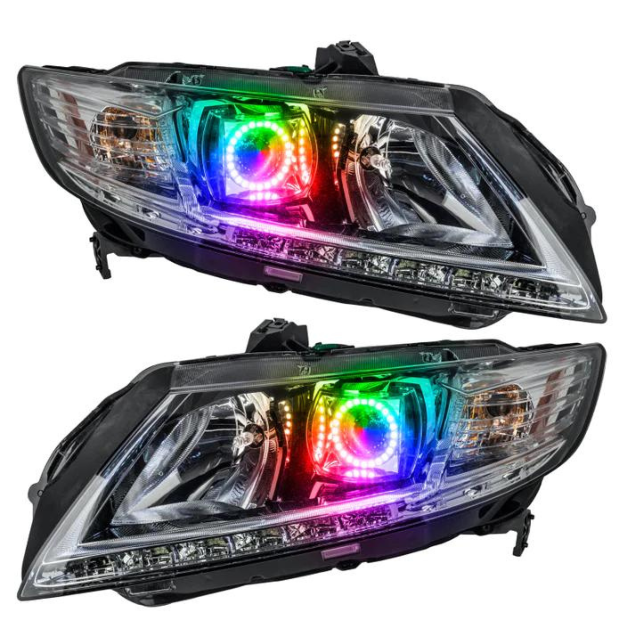 2010-2016 Honda CRZ Multicolor Halo Kit - RGB Halo Kits Multicolor Flow Series Color Chasing RGBWA LED headlight kit Colorshift Oracle Lighting Trendz OneUpLighting Morimoto theretrofitsource AutoLEDTech Diode Dynamics