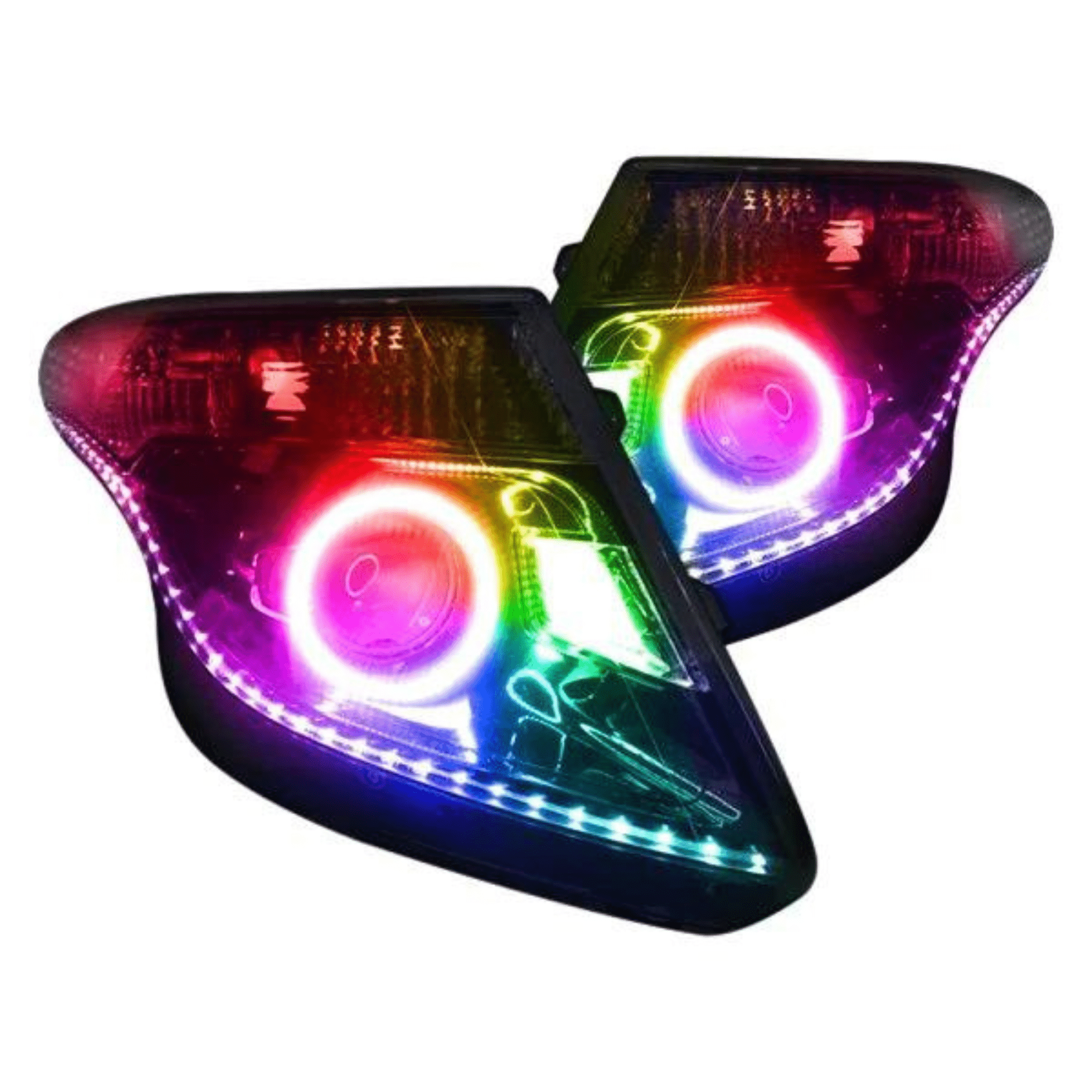 2011-2015 Ford Explorer Multicolor Halo Kit - RGB Halo Kits Multicolor Flow Series Color Chasing RGBWA LED headlight kit Colorshift Oracle Lighting Trendz OneUpLighting Morimoto theretrofitsource AutoLEDTech Diode Dynamics