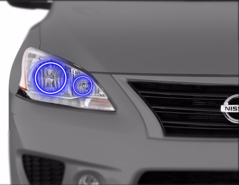 2013-2015 Nissan Sentra Headlight Multicolor Halo kit - RGB Halo Kits Multicolor Flow Series Color Chasing RGBWA LED headlight kit Oracle Lighting Trendz OneUpLighting Morimoto theretrofitsource AutoLEDTech Diode Dynamics