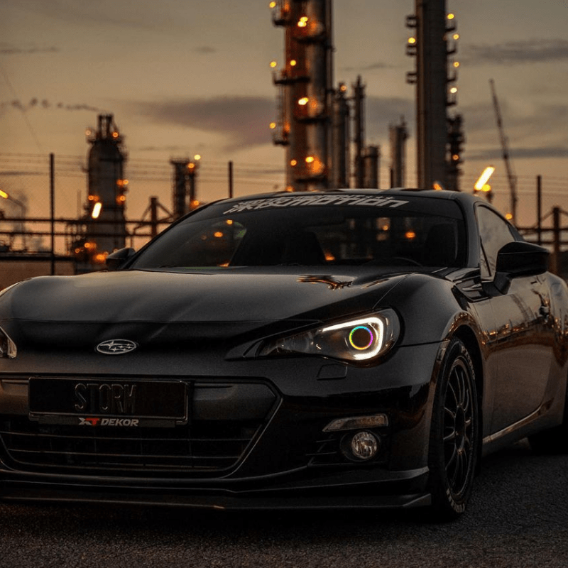 2013-2017 Subaru BRZ Headlight Multicolor Halo Kit - RGB Halo Kits Multicolor Flow Series Color Chasing RGBWA LED headlight kit Oracle Lighting Trendz OneUpLighting Morimoto theretrofitsource AutoLEDTech Diode Dynamics