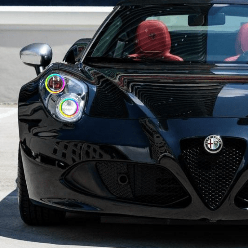 2013-2018 Alfa Romeo 4C Multicolor Halo Kit - RGB Halo Kits Multicolor Flow Series Color Chasing RGBWA LED headlight kit Oracle Lighting Trendz OneUpLighting Morimoto theretrofitsource AutoLEDTech Diode Dynamics