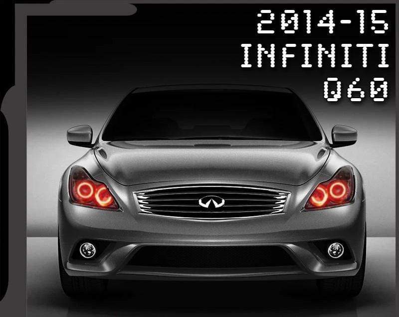 2014-2015 Infiniti Q60 Multicolor Halo Kit - RGB Halo Kits Multicolor Flow Series Color Chasing RGBWA LED headlight kit Oracle Lighting Trendz OneUpLighting Morimoto theretrofitsource AutoLEDTech Diode Dynamics