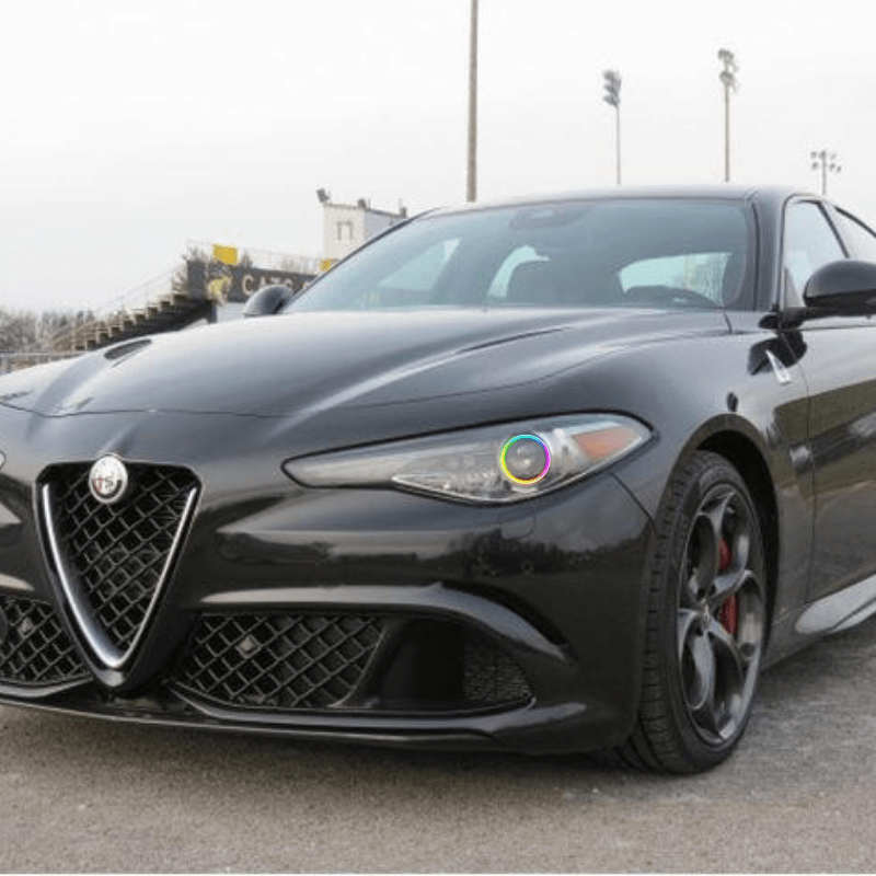 2015-2020 Alfa Romeo Giulia Multicolor Halo Kit - RGB Halo Kits Multicolor Flow Series Color Chasing RGBWA LED headlight kit Oracle Lighting Trendz OneUpLighting Morimoto theretrofitsource AutoLEDTech Diode Dynamics