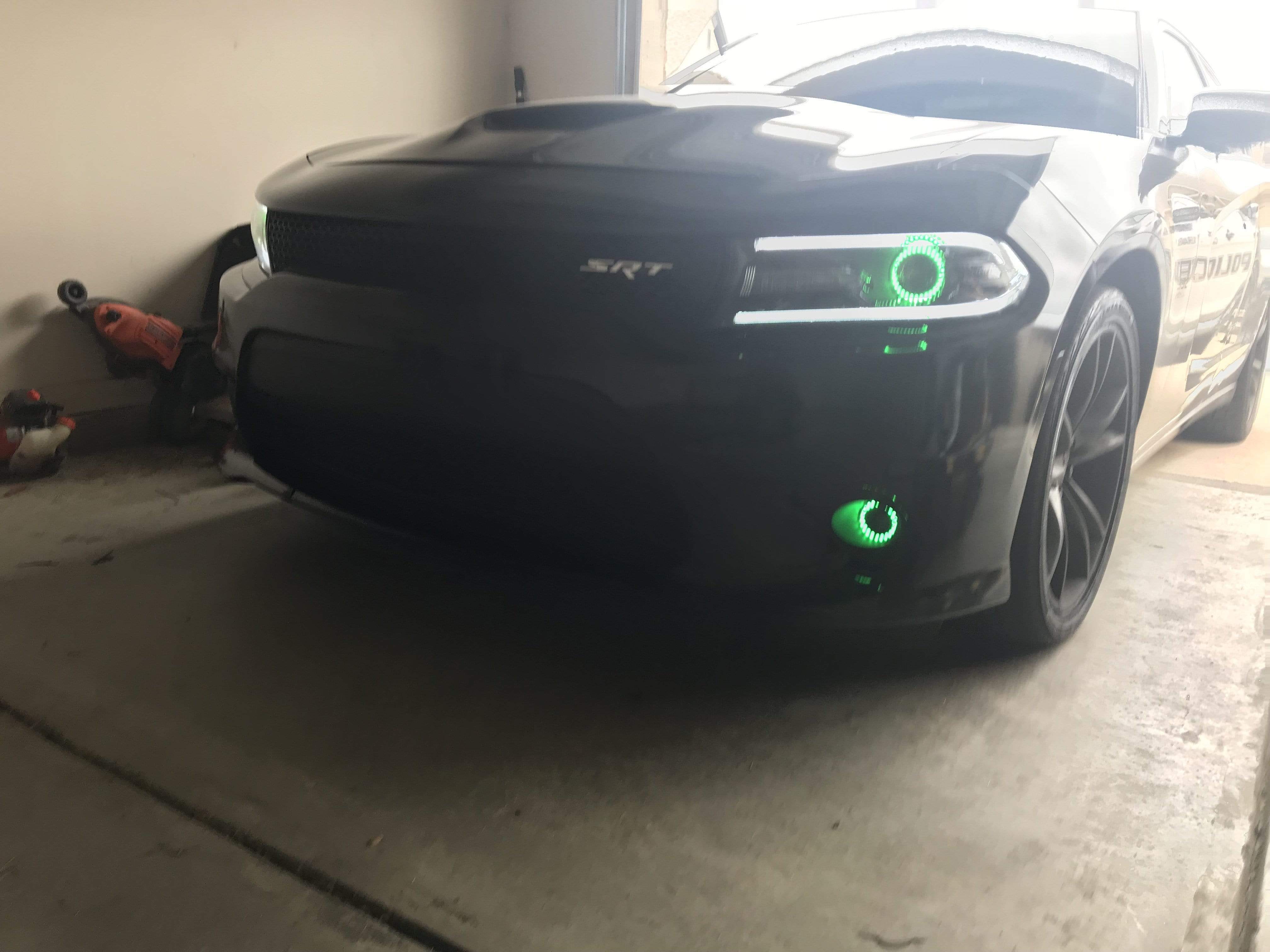 2015-2023 Dodge Charger Multicolor Halo Kit - RGB Halo Kits Multicolor Flow Series Color Chasing RGBWA LED headlight kit Oracle Lighting Trendz OneUpLighting Morimoto theretrofitsource AutoLEDTech Diode Dynamics