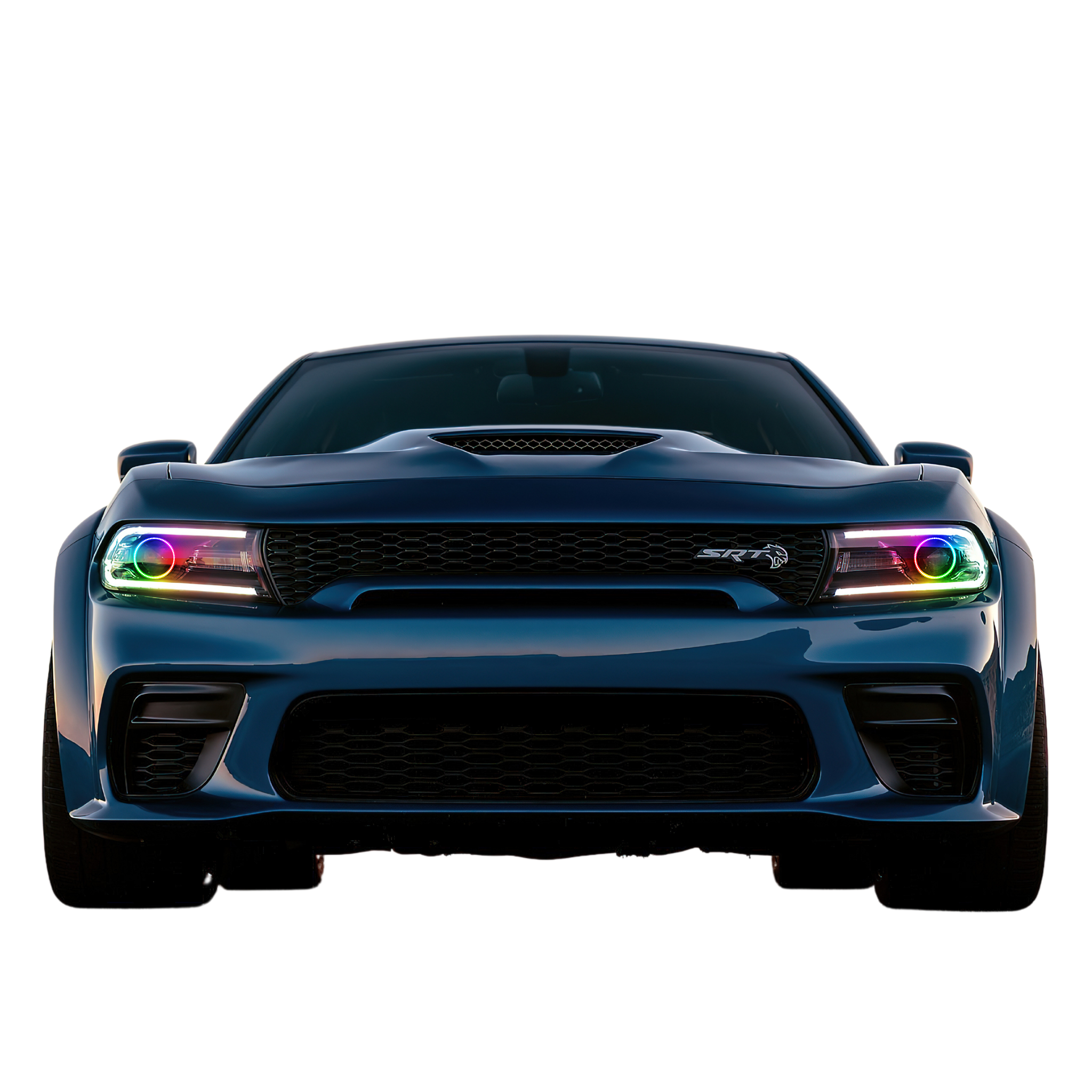 2015-2023 Dodge Charger Multicolor Halo Kit - RGB Halo Kits Multicolor Flow Series Color Chasing RGBWA LED headlight kit Oracle Lighting Trendz OneUpLighting Morimoto theretrofitsource AutoLEDTech Diode Dynamics