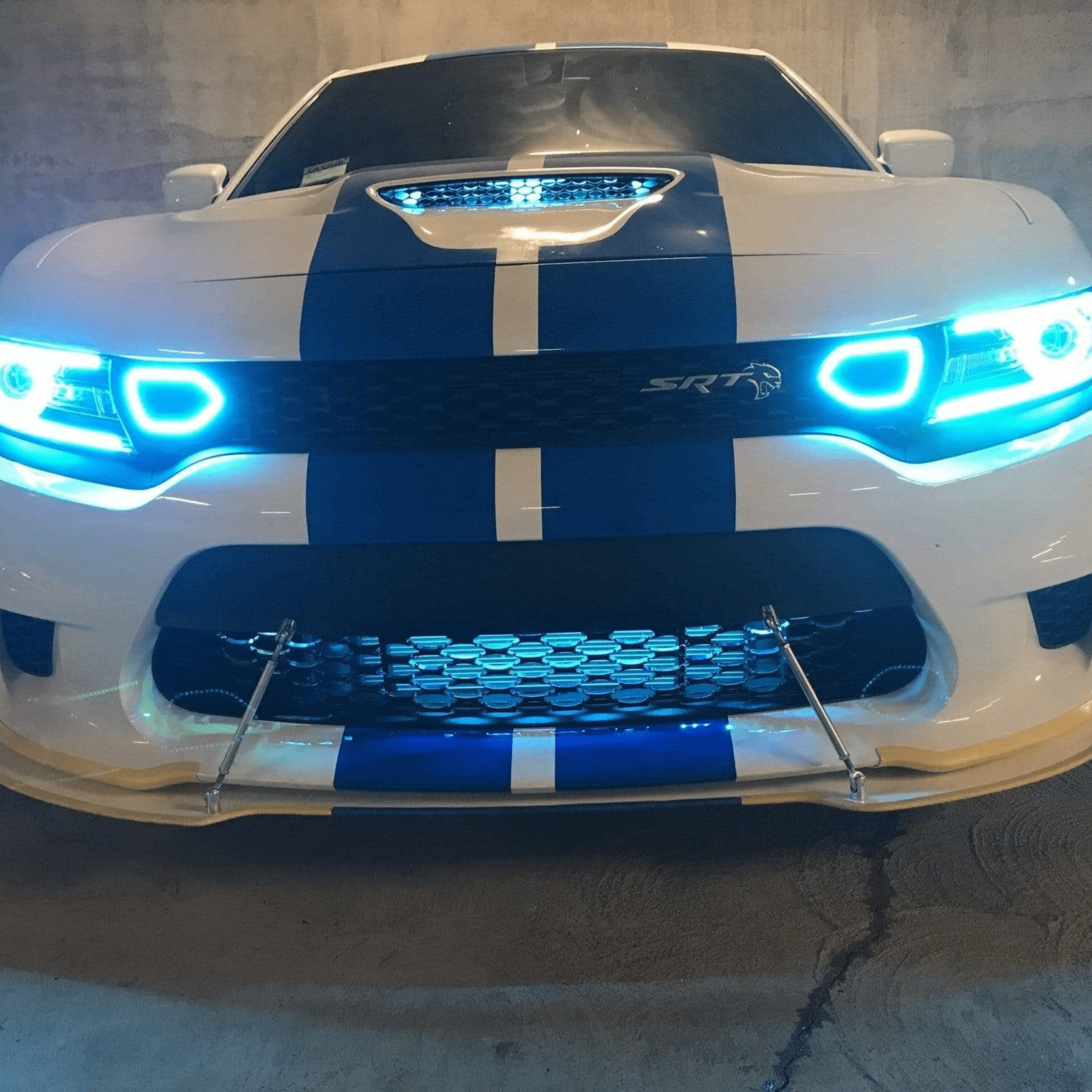 2019+ Dodge Charger Snorkel Air Intake Multicolor Halo Kit - RGB Halo Kits Multicolor Flow Series Color Chasing RGBWA LED headlight kit Oracle Lighting Trendz OneUpLighting Morimoto theretrofitsource AutoLEDTech Diode Dynamics