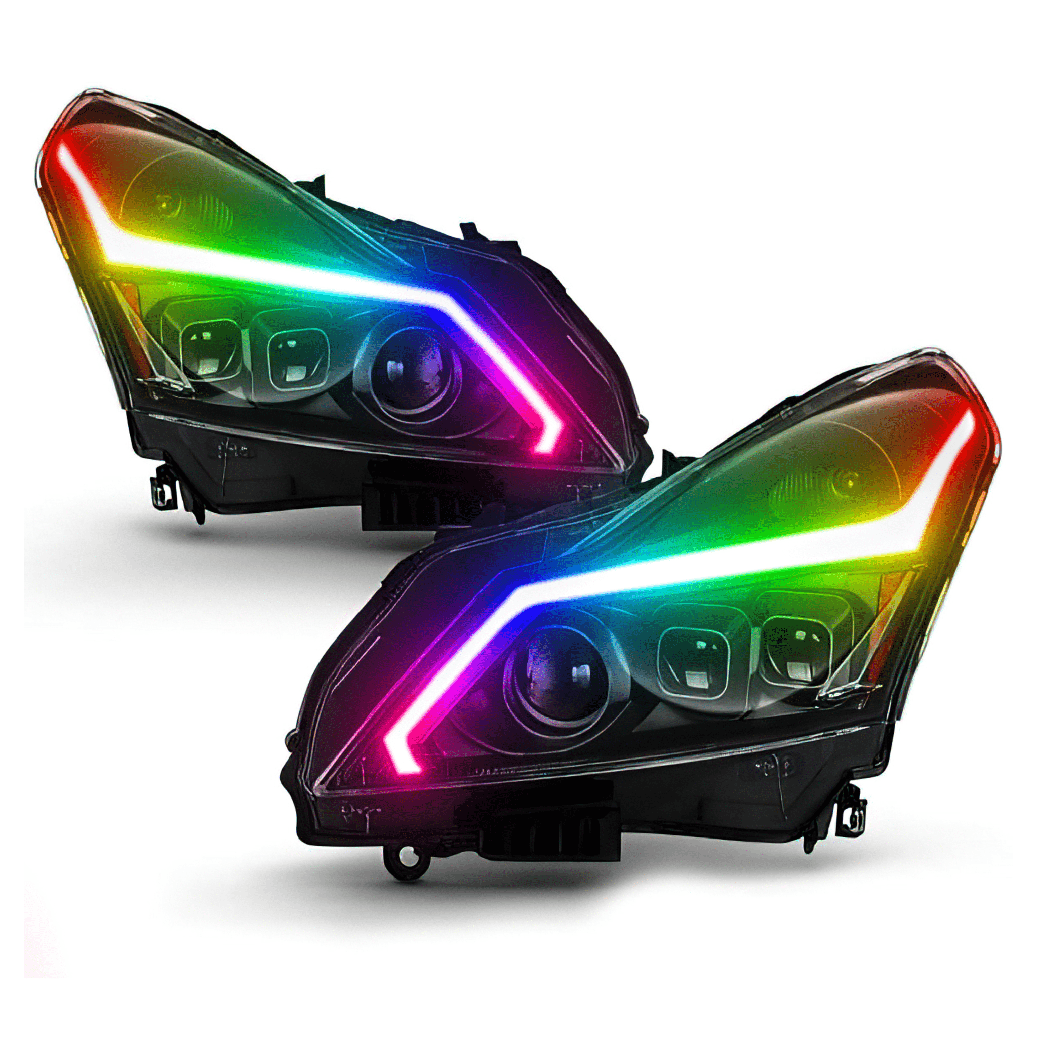 RGB Halo Kits Pre-Built Headlights 2010-2013 Infiniti G37 Sedan DRL Multicolor Prebuilt Headlights