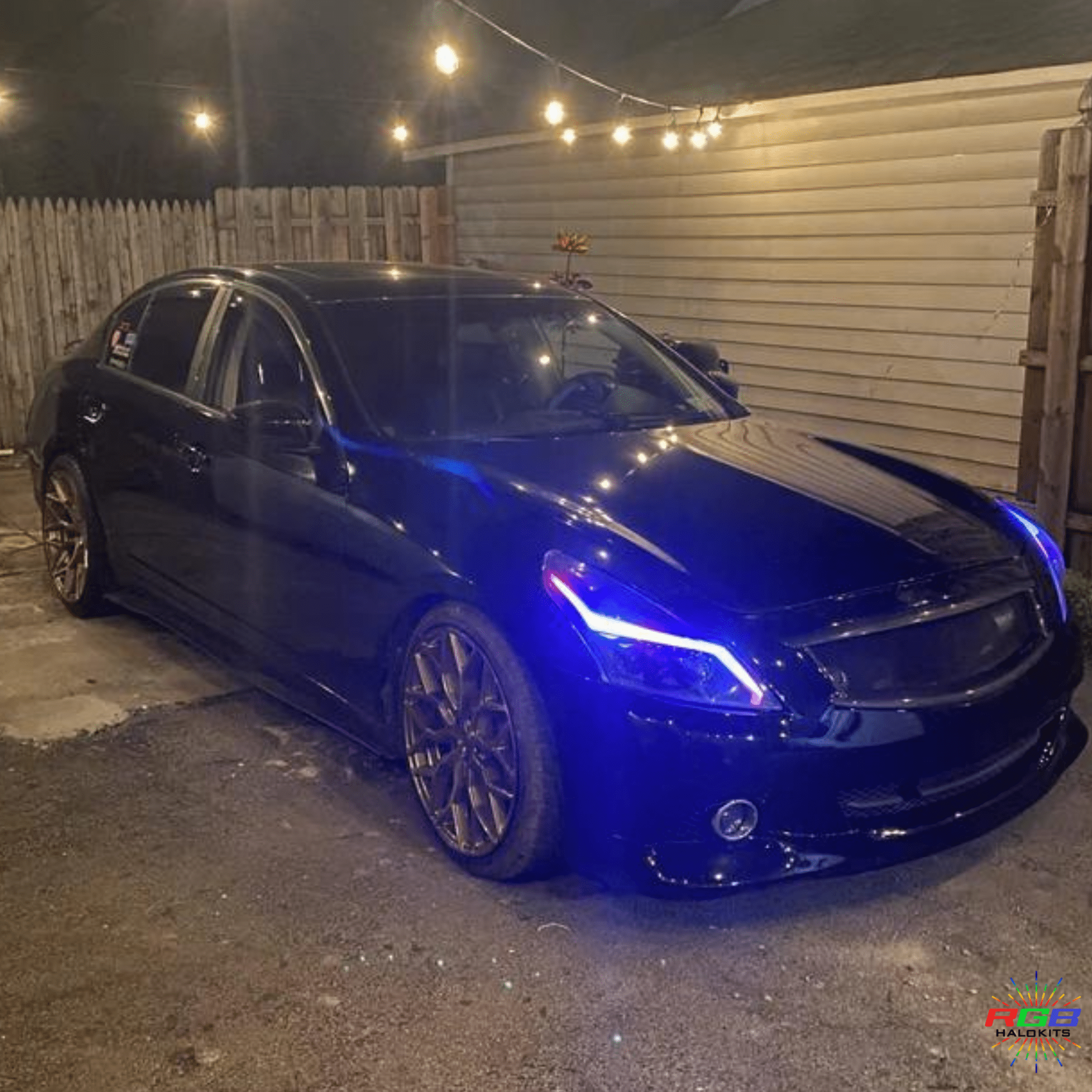 RGB Halo Kits Pre-Built Headlights 2010-2013 Infiniti G37 Sedan DRL Multicolor Prebuilt Headlights