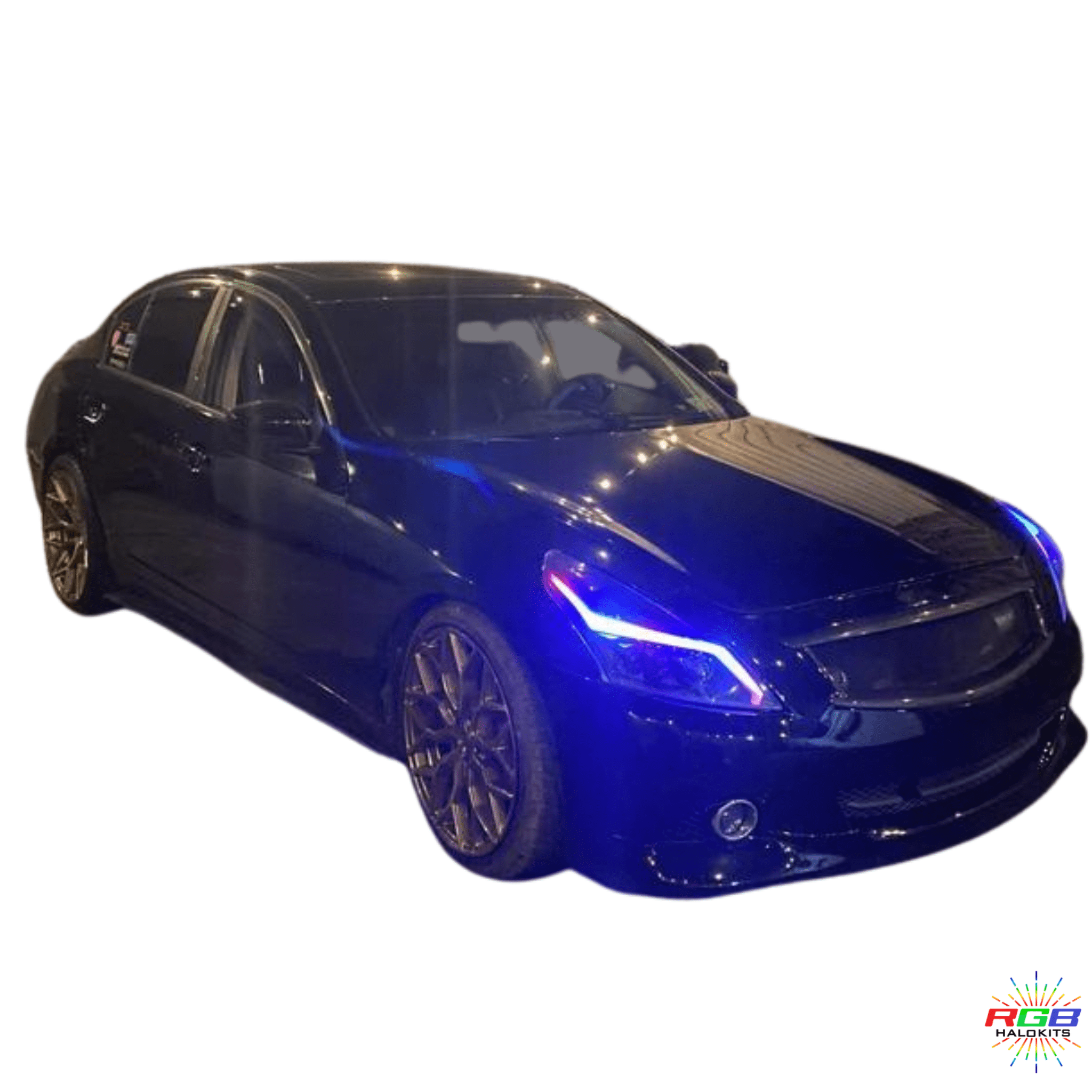 RGB Halo Kits Pre-Built Headlights 2010-2013 Infiniti G37 Sedan DRL Multicolor Prebuilt Headlights