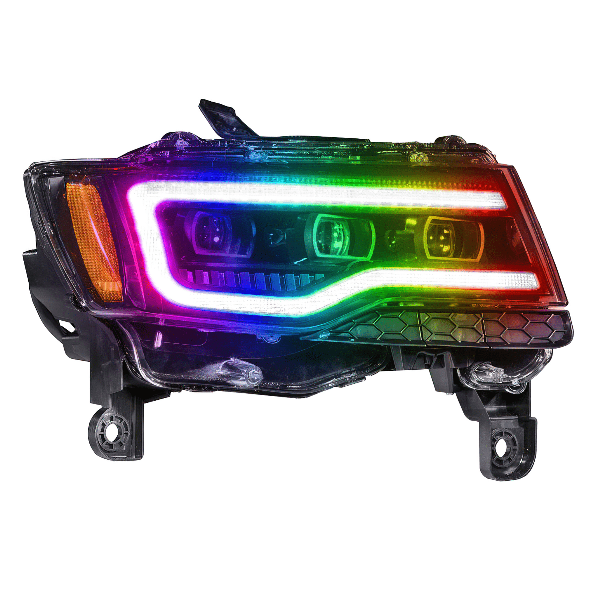 RGB Halo Kits Pre-Built Headlights (2014-2022) Jeep Grand Cherokee Multicolor Pre-Built XB Headlights