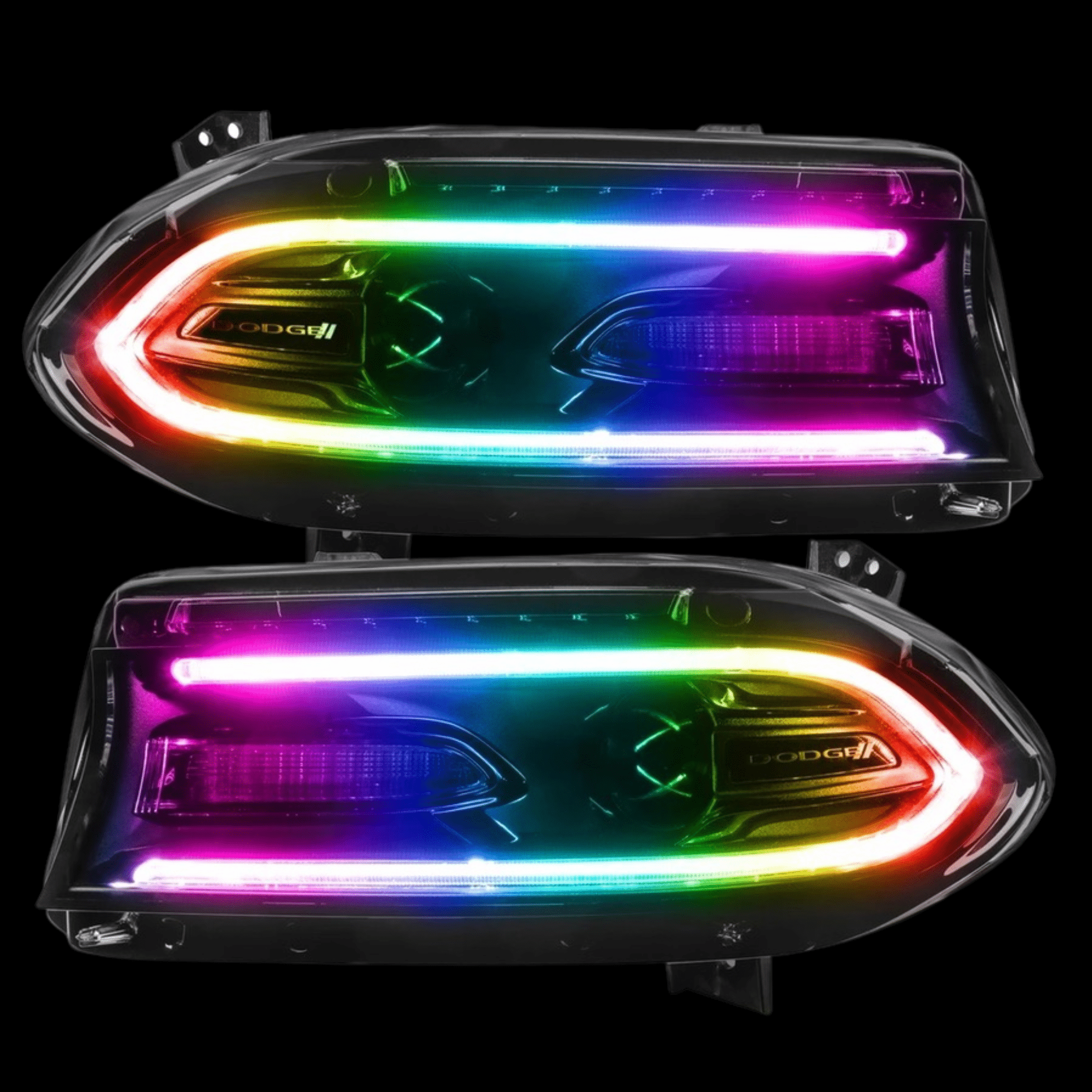 RGB Halo Kits Pre-Built Headlights 2015-2023 Dodge Charger Pre-Built Headlights