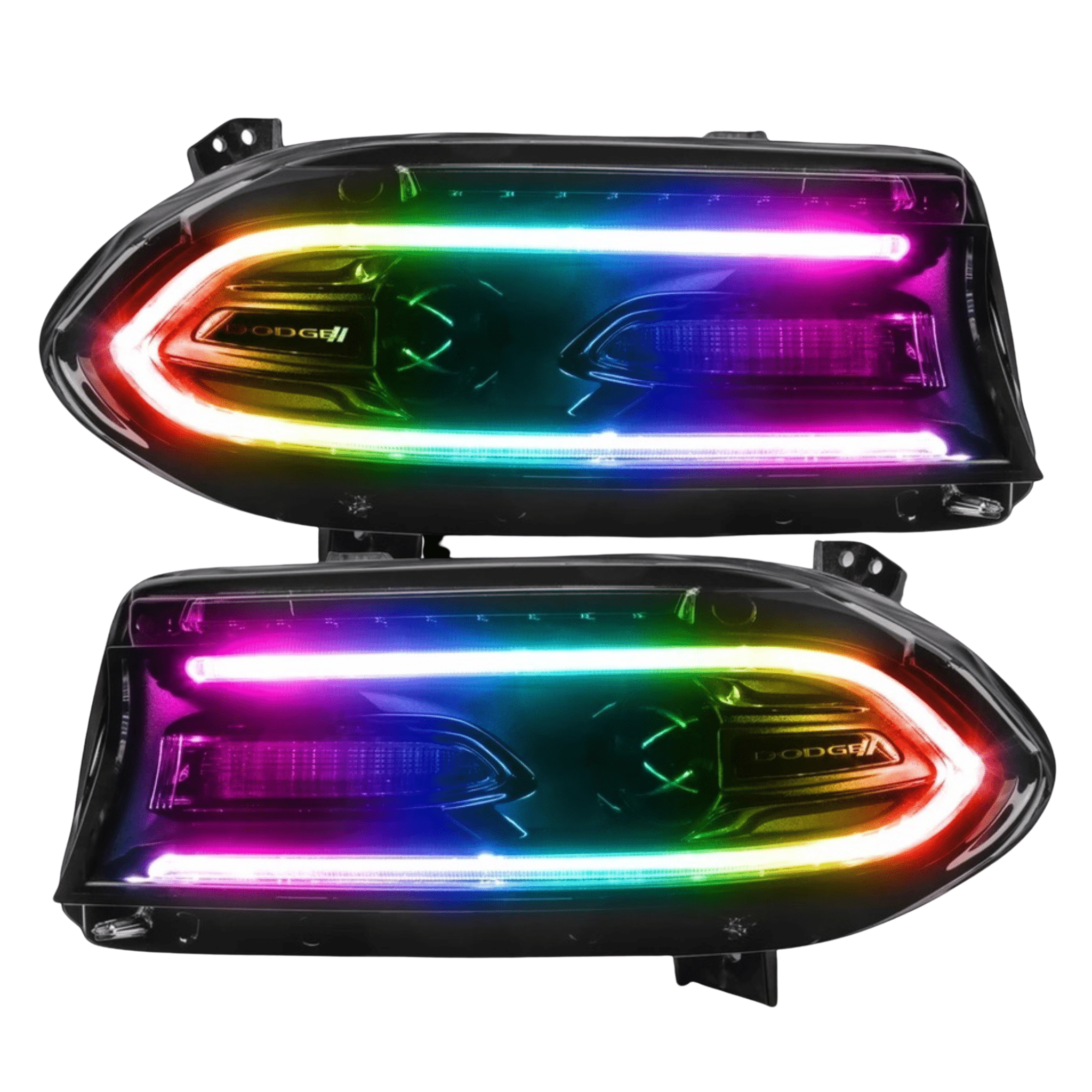 RGB Halo Kits Pre-Built Headlights 2015-2023 Dodge Charger Pre-Built Headlights