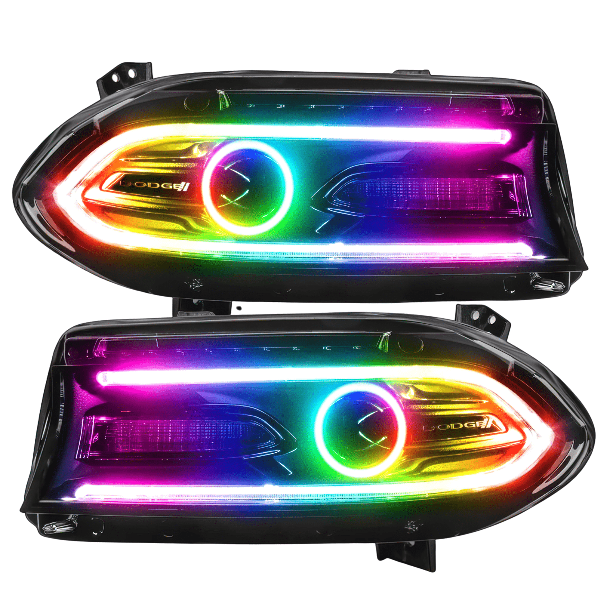 RGB Halo Kits Pre-Built Headlights 2015-2023 Dodge Charger Pre-Built Headlights