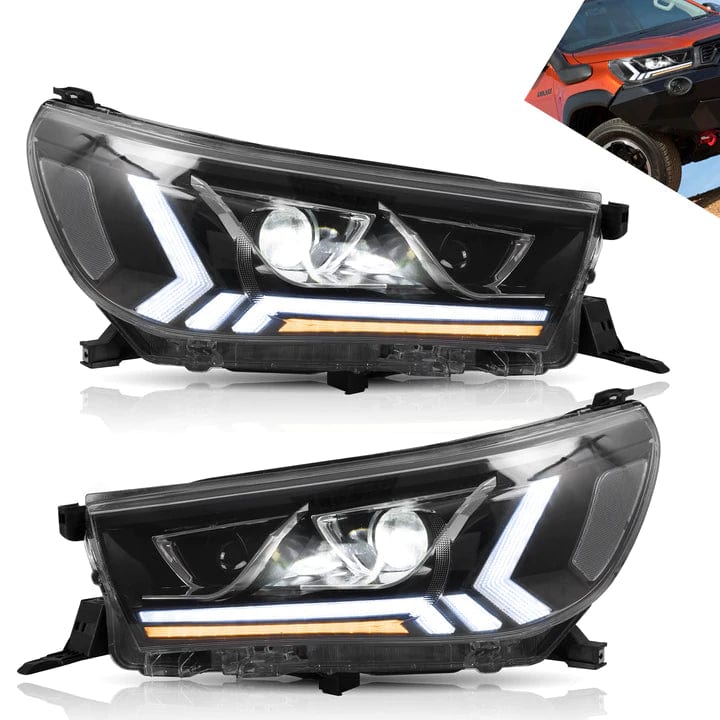 RGB Halo Kits Prebuilt Headlights 2015~2020 Toyota HILUX Prebuilt Headlights