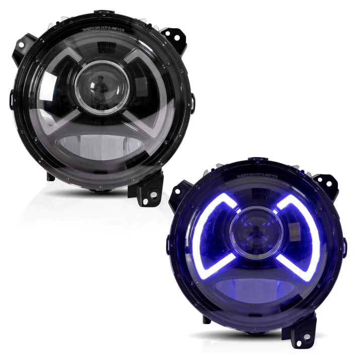 RGB Halo Kits Prebuilt Headlights 2018-2020 JEEP WRANGLER Prebuilt Headlights