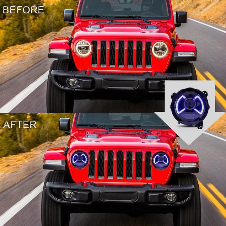 RGB Halo Kits Prebuilt Headlights 2018-2020 JEEP WRANGLER Prebuilt Headlights